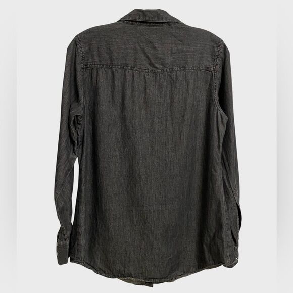 DG2 by Diane Gilman Embellished Snap Front Shirt Women's Size S Grey Chambray - Picture 8 of 13